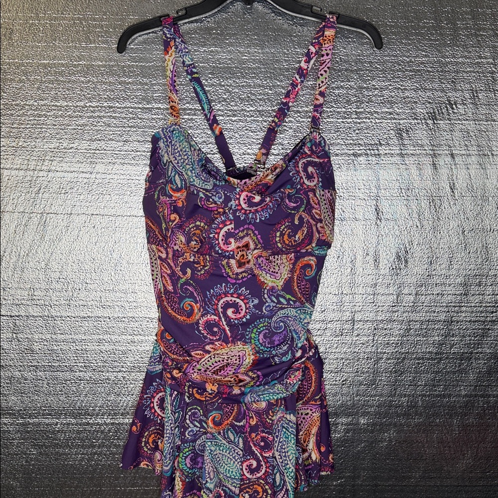 Lauren Ralph Lauren Purple Paisley One Piece Swimsuit